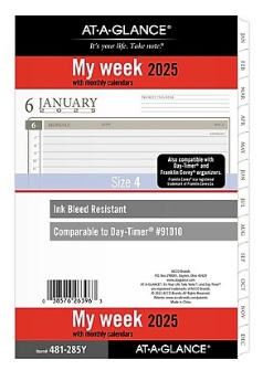 2025 at-a-GLANCE 8.5" X 5.5" Weekly & Monthly Planner Refill