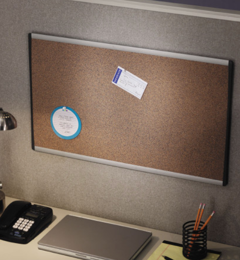 Quartet Cubicle Bulletin Board, Silver Frame