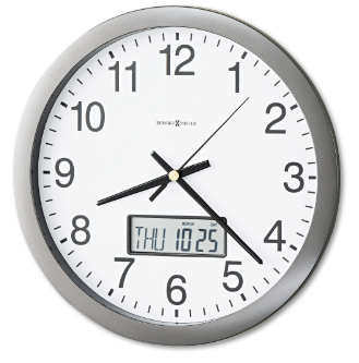 Howard Miller Chronicle Wall Clock with LCD Inset, 14" Overall Diameter, Gray Case, 2 Aa (sold Separately) ( MIL625195 )