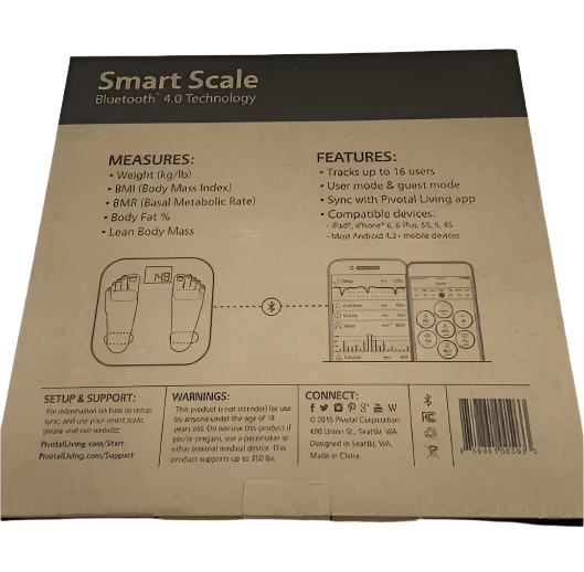 Pivotal Living Bluetooth Smart Scale, White