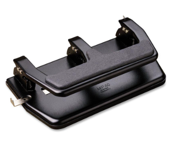 Master 40-sheet Heavy-duty Three-hole Punch with Gel Padded Handle, 9/32" Holes, Black ( MATMP50 )
