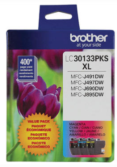 Brother LC30133PKS High Yield Ink Cartridge - Combo Pack - Cyan/Magenta/Yellow