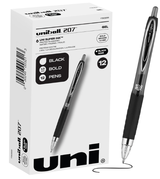 Uniball Signo 207 Gel Pen, Black Ink (12pk)