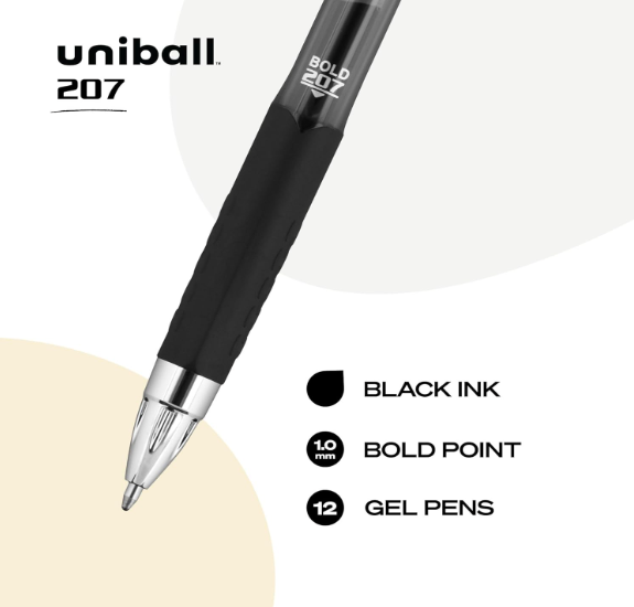 Uniball Signo 207 Gel Pen, Black Ink (12pk)