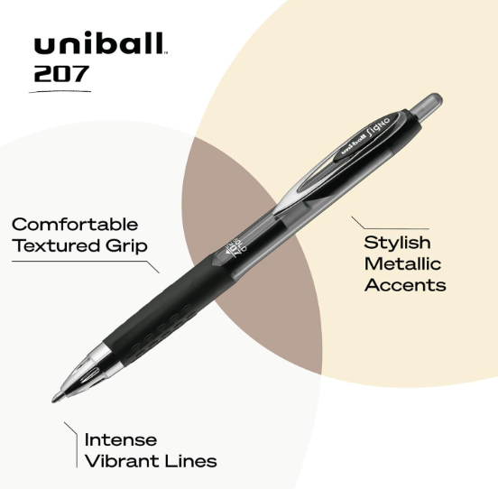 Uniball Signo 207 Gel Pen, Black Ink (12pk)