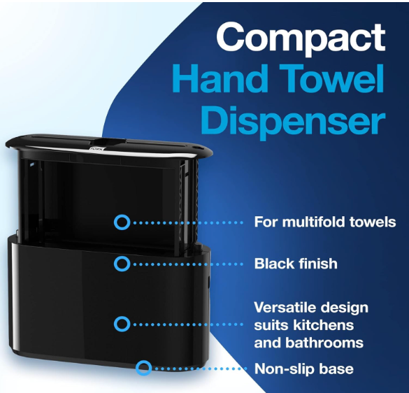 Tork Xpress Countertop Towel Dispenser, 12.68 x 4.56 x 7.92, Black