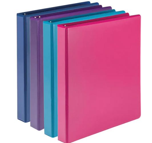 Samsill 1 in. Durable View D-Ring Binder, Fashion Assorted Color - Pack of 4