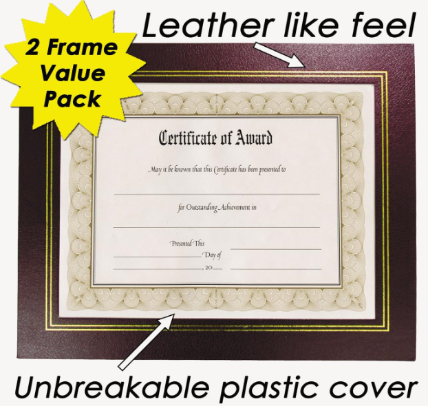 Leatherette Frame, 8.5x11 Burgundy,PK2