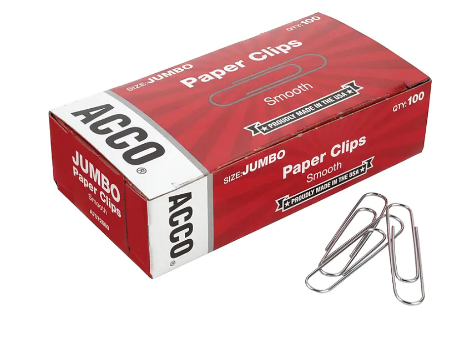 ACCO Recycled Paper Clips #1 Silver 100/Box 10 Boxes/Pack (A7072365A) 707358