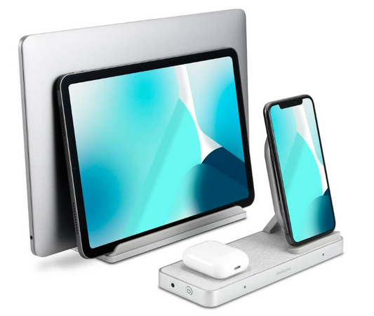 Studiocaddy with Qi Wireless Charging for Apple Devices, Silver