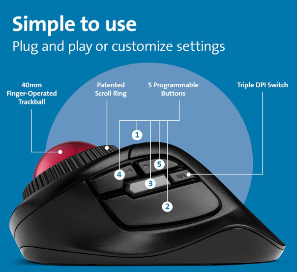 Kensington Orbit Fusion Wireless Trackball (K72363WW)