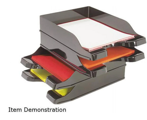 Deflect-O Docutray Multi-Directional Stacking Tray, 2 Tiers, Black