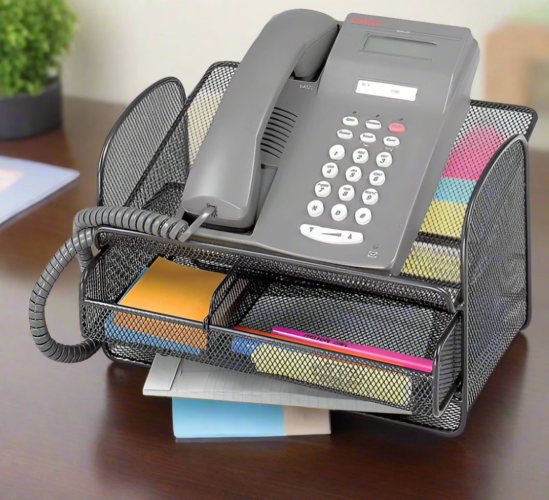 Onyx™ Mesh Telephone Stand with Drawer Black [2160BL]