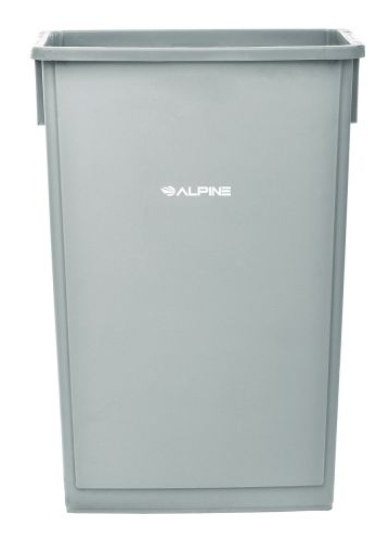 Alpine Rectangular Polypropylene Slim Trash Can, 23 Gallons, ALP477-GRAY