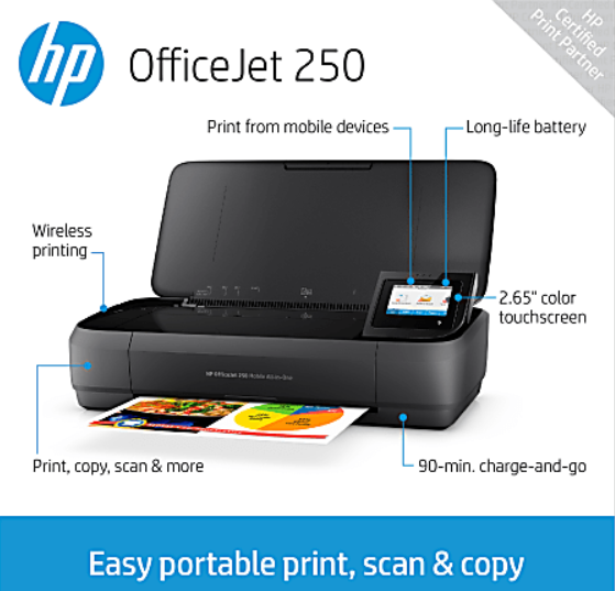 HP OfficeJet 250 Wireless Inkjet All-In-One Color Printer