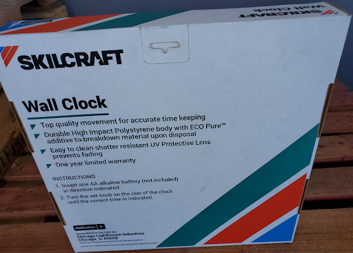 SKILCRAFT Quartz Movement Wall Clock, 14 1/2", Black