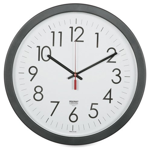 SKILCRAFT Quartz Movement Wall Clock, 14 1/2", Black