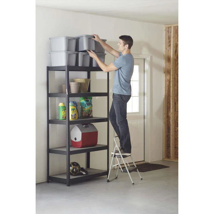 Cosco 2-Step Household Folding Step Stool, White Black (Imperfect Box)