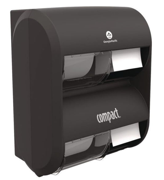 Compact 4-Roll Quad Plus Coreless High-CapacityToilet Paper Dispenser, Black