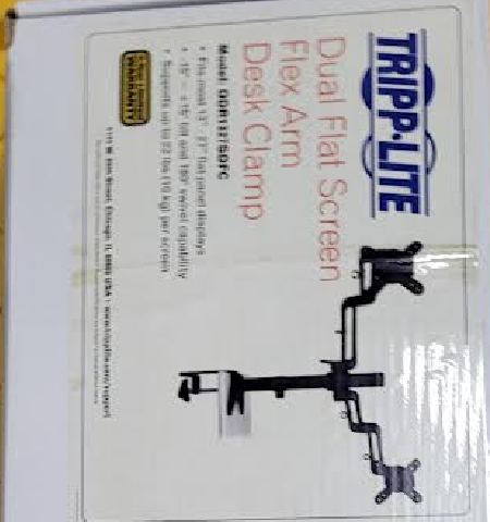 TRIPP LITE DDR1327SDFC Black 13' - 27' Dual Full-Motion Flex Arm Desk Clamp for Flat-Screen Displays