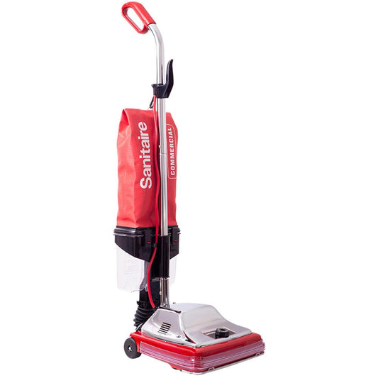 Sanitaire Tradition Upright Vacuum Cleaner with Dust Cup, 7 Amp, 12 in. Path, Red/Steel - Local Pickup Only (Special Shipping Available, See Notes in Description)