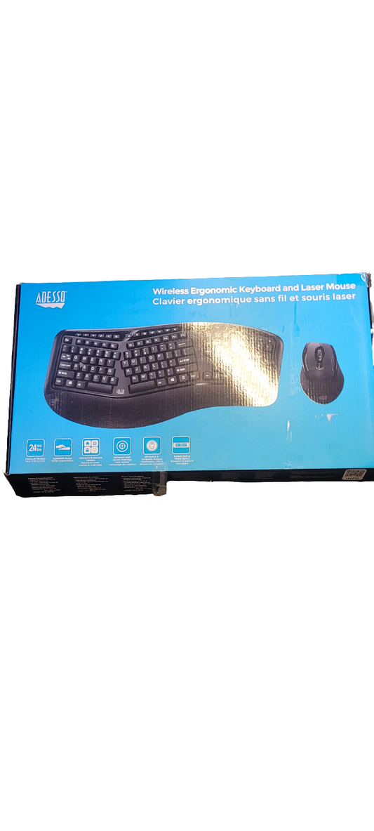 Adesso Wireless Ergonomic Keyboard and Laser Mouse